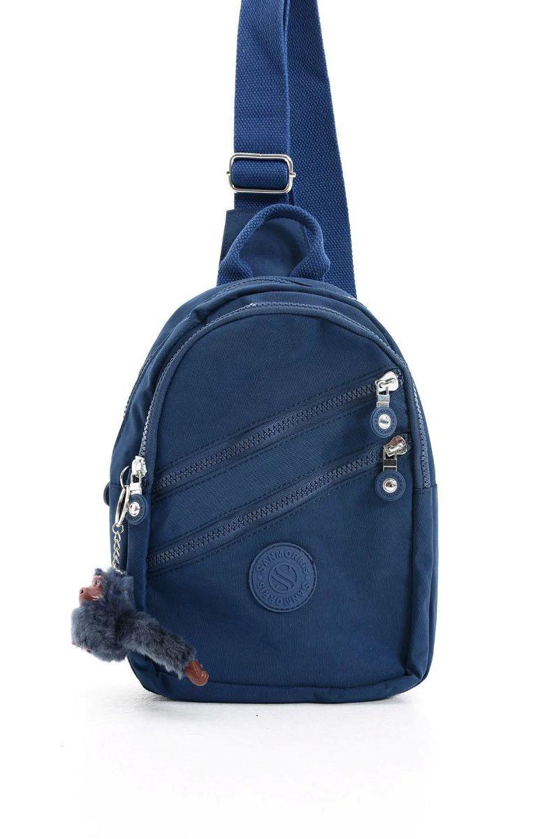 Sanmorris Unisex Kırinkıl Kumaş Suya Dayanıklı Çok Bölmeli Omuz Çantası Body Bag LACİVERT RENK