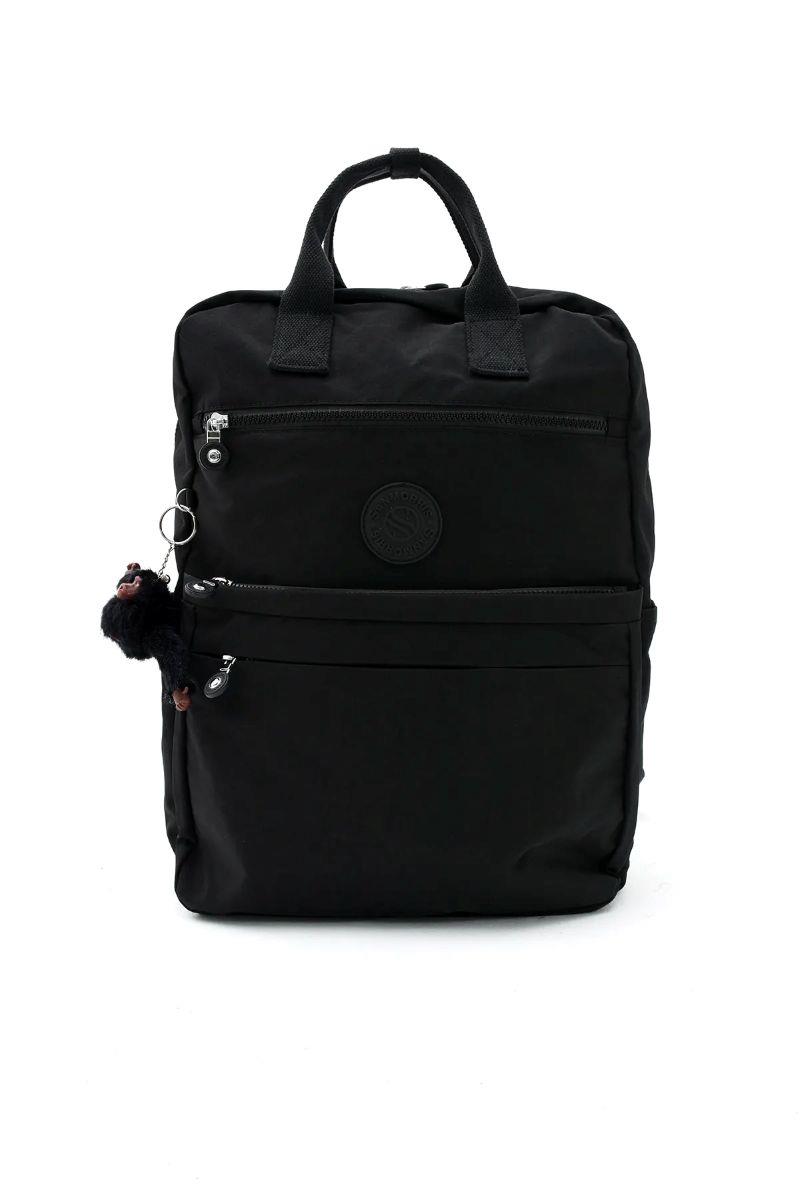 Sanmorris Unisex Suya Dayanıklı Krinkıl Kumaş Çok Gözlü Büyük Boy SİYAH Renkli Laptop Okul Ve Sırt Çantası
