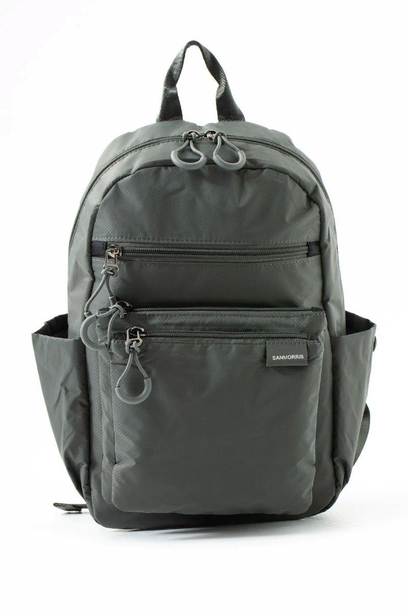 Sanmorris Unisex Suya Dayanıklı Paraşüt Kumaş 4 Bölmeli Laptop Bölmeli Seyahat Ve Okul Çantası KOYU GRİ Renk