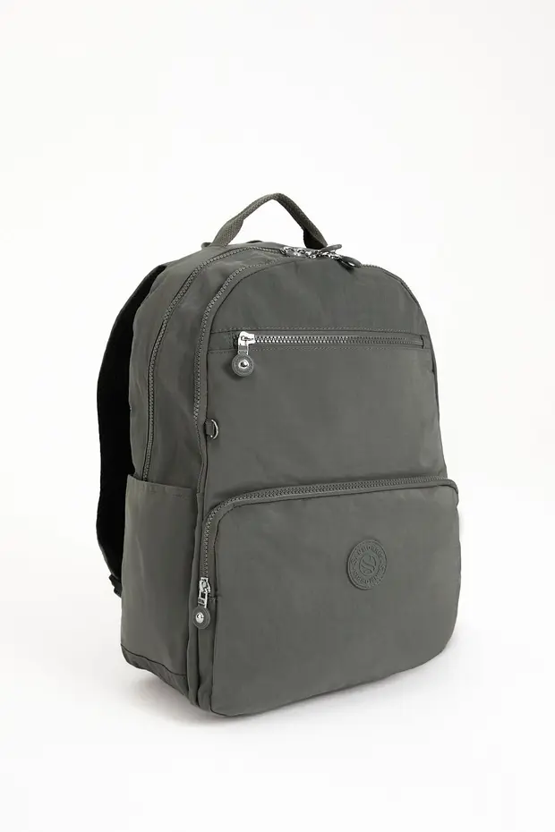 Sanmorris 3060 Unisex Suya Dayanıklı Orta Boy Krinkıl Kumaş Çok Gözlü  Laptop Okul Ve Seyahat Sırt Çantası KOYU GRİ