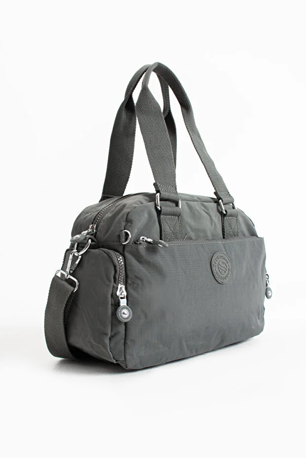 Sanmorris 3030 Unisex Krinkle Kumaş Omuz ve Çapraz Çanta KOYU GRİ — görsel 3