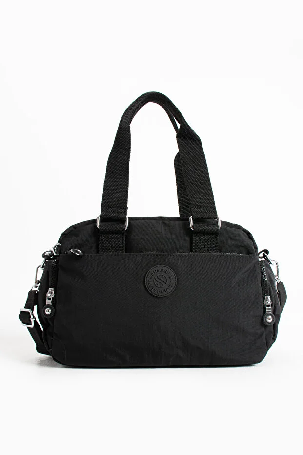 Sanmorris 3030 Unisex Krinkle Kumaş Omuz ve Çapraz Çanta SİYAH — görsel 5