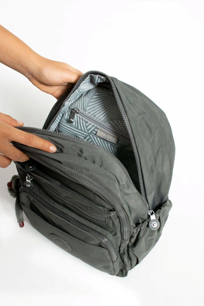 Sanmorris Unisex Suya Dayanıklı Kumaş Çok Gözlü Laptop Bölmeli Orta Boy Seyahat ve Okul Çantası KREM — görsel 3