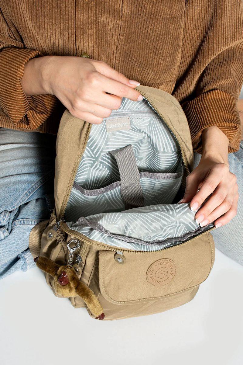 Sanmorris Unisex Suya Dayanıklı Paraşüt Kumaş Çok Gözlü Ön Cepli Ayarlanabilir Askılı BEJ — görsel 4