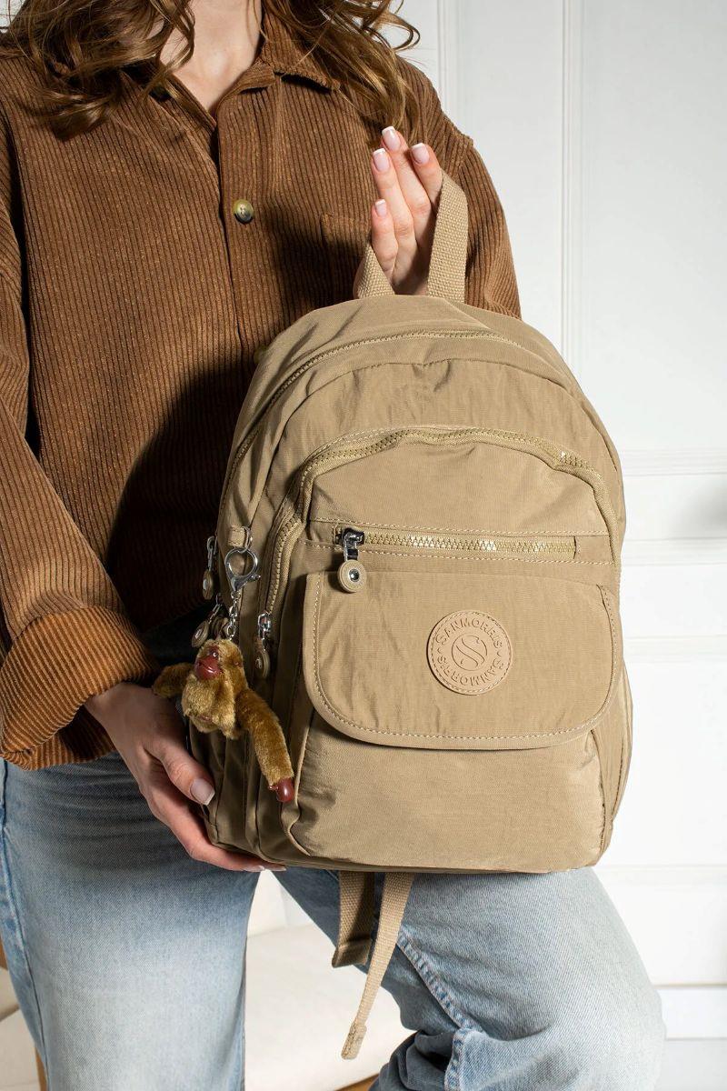 Sanmorris Unisex Suya Dayanıklı Paraşüt Kumaş Çok Gözlü Ön Cepli Ayarlanabilir Askılı BEJ