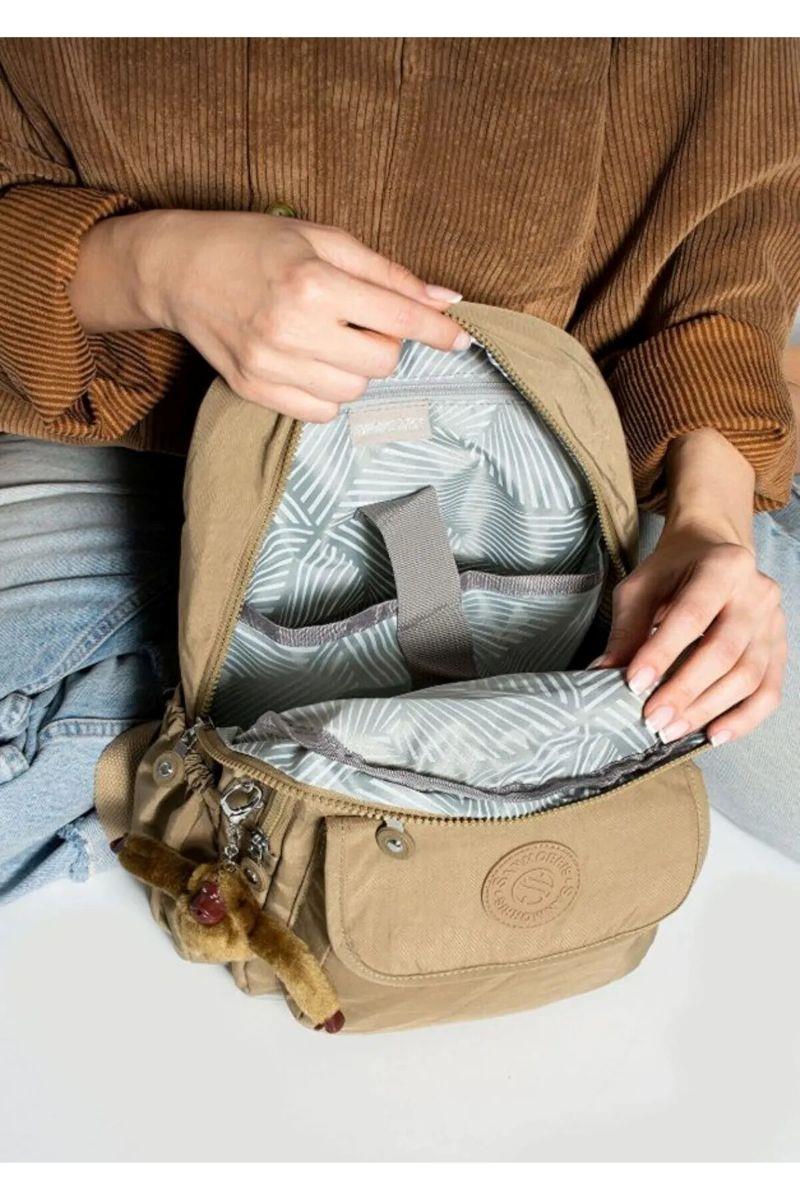 Sanmorris Unisex Suya Dayanıklı Paraşüt Kumaş Çok Gözlü Ön Cepli Ayarlanabilir Askılı  VİZON Sırt Çantası — görsel 3