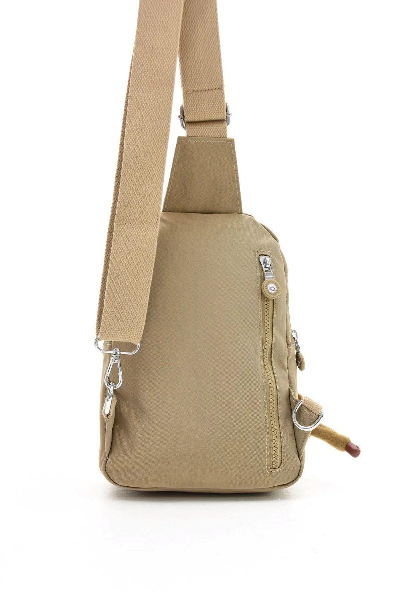 Sanmorris Unisex Kırinkıl Kumaş Suya Dayanıklı Çok Bölmeli Omuz Çantası Body Bag BEJ RENK — görsel 3