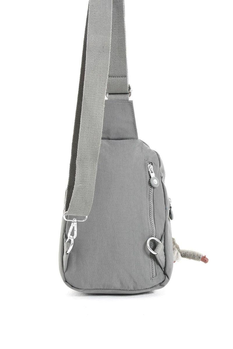 Sanmorris Unisex Kırinkıl Kumaş Suya Dayanıklı Çok Bölmeli Omuz Çantası Body Bag KOYU GRİ RENK — görsel 3