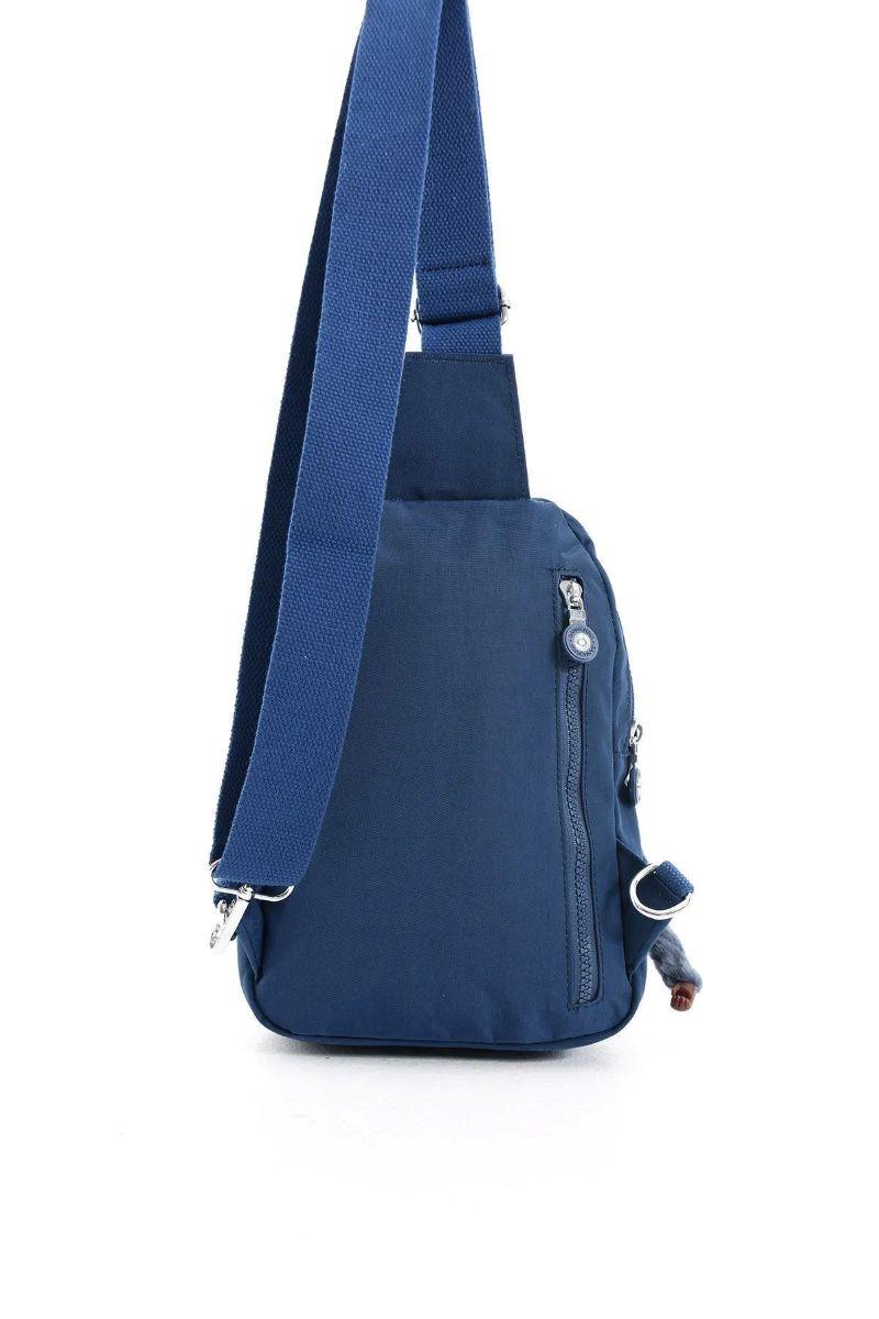 Sanmorris Unisex Kırinkıl Kumaş Suya Dayanıklı Çok Bölmeli Omuz Çantası Body Bag LACİVERT RENK — görsel 3