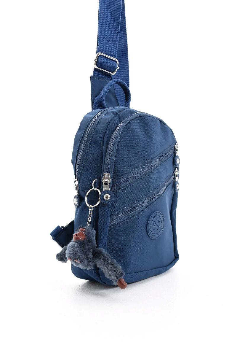 Sanmorris Unisex Kırinkıl Kumaş Suya Dayanıklı Çok Bölmeli Omuz Çantası Body Bag LACİVERT RENK — görsel 2