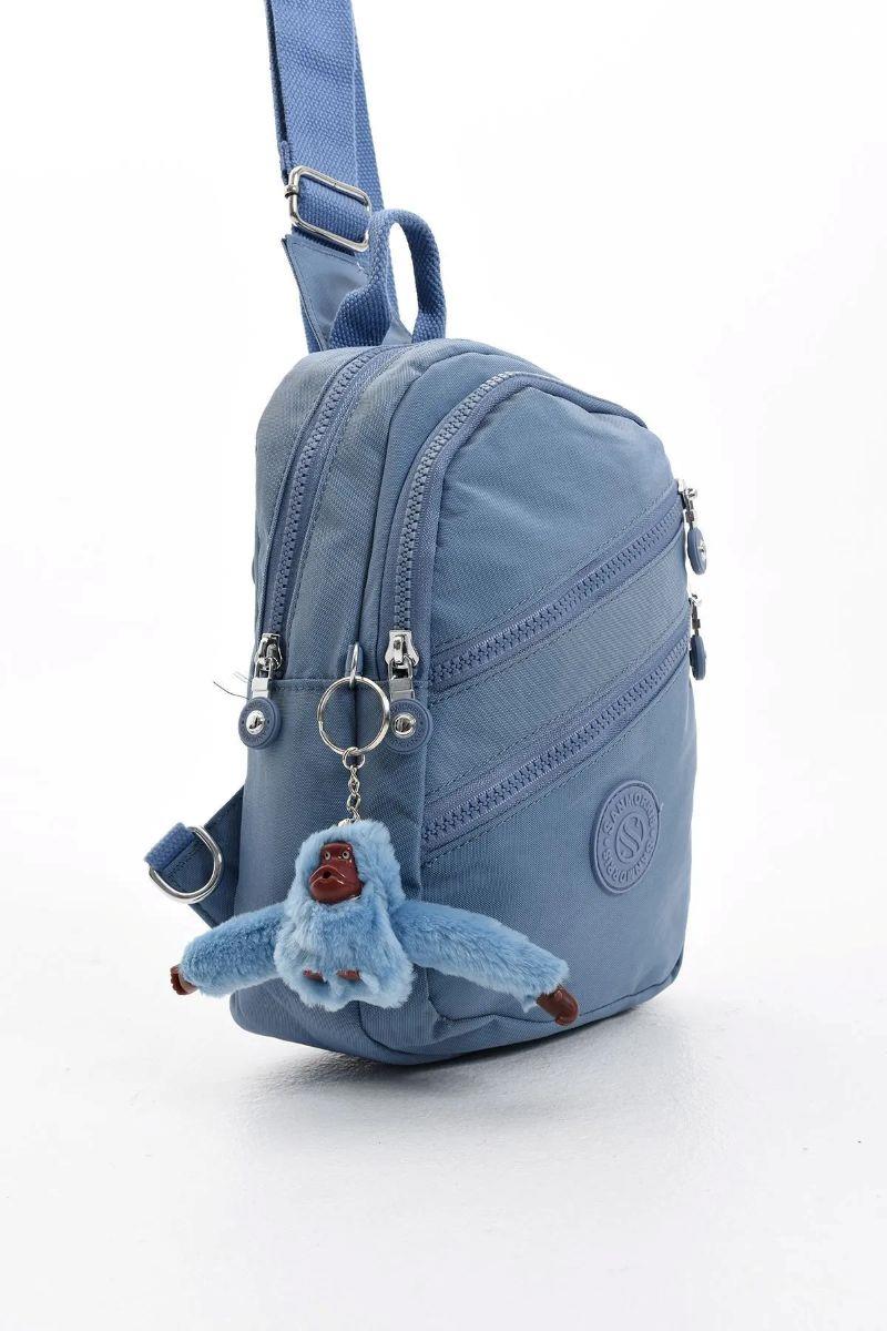 Sanmorris Unisex Kırinkıl Kumaş Suya Dayanıklı Çok Bölmeli Omuz Çantası Body Bag MAVİ RENK — görsel 2