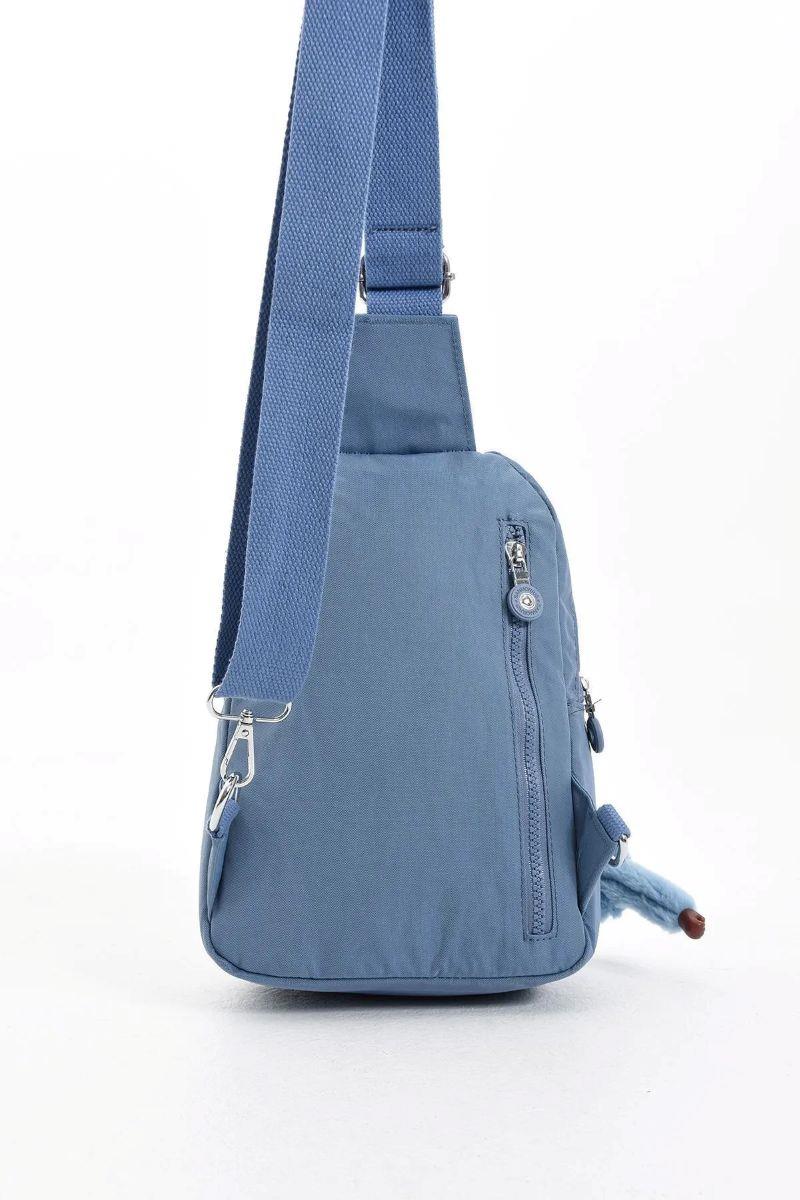 Sanmorris Unisex Kırinkıl Kumaş Suya Dayanıklı Çok Bölmeli Omuz Çantası Body Bag MAVİ RENK — görsel 3