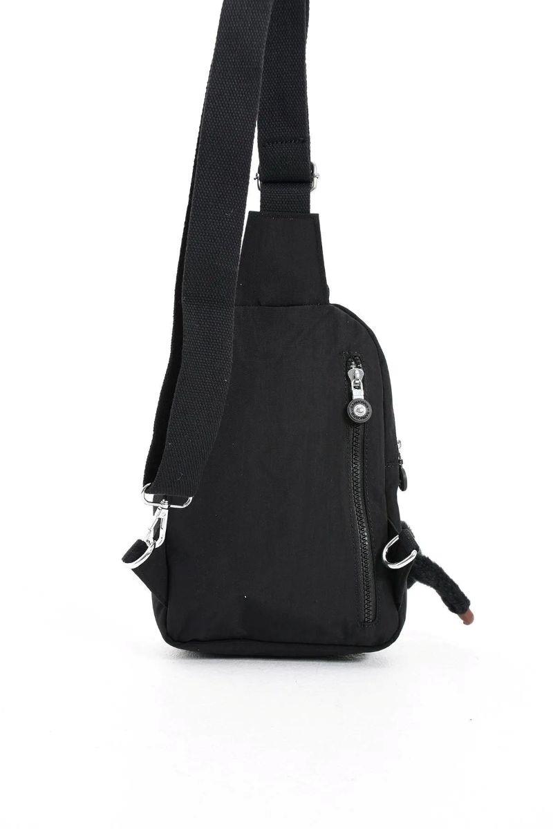 Sanmorris Unisex Kırinkıl Kumaş Suya Dayanıklı Çok Bölmeli Omuz Çantası Body Bag SİYAH RENK — görsel 3