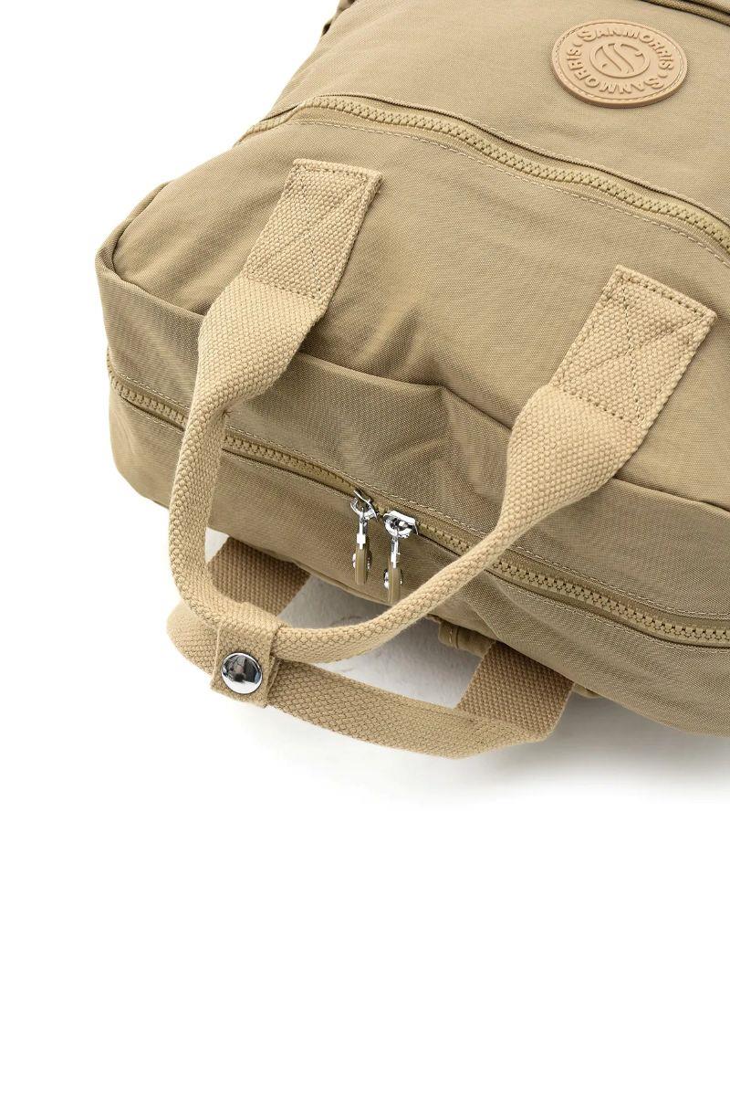 Sanmorris Unisex Suya Dayanıklı Krinkıl Kumaş Çok Gözlü Büyük Boy BEJ Renkli Laptop Okul Ve Sırt Çantası — görsel 3