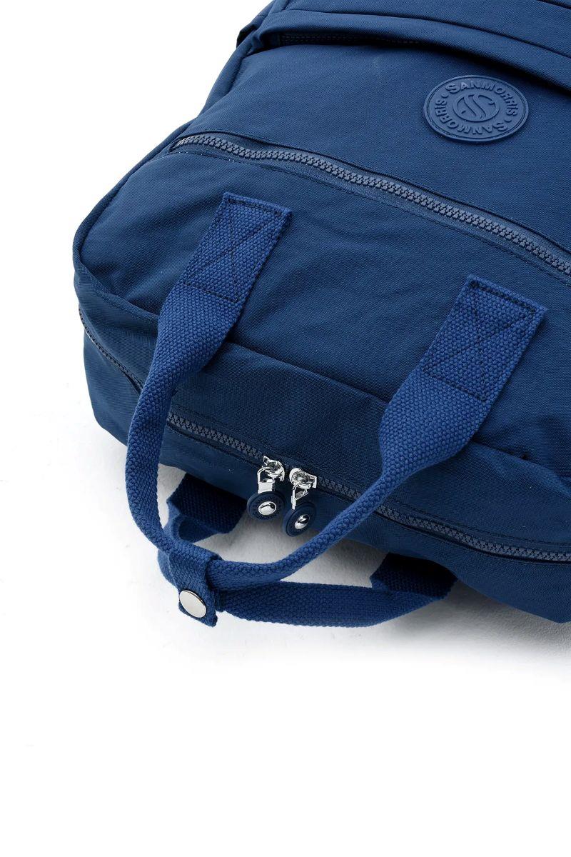 Sanmorris Unisex Suya Dayanıklı Krinkıl Kumaş Çok Gözlü Büyük Boy LACİVERT Renkli Laptop Okul Ve Sırt Çantas — görsel 4