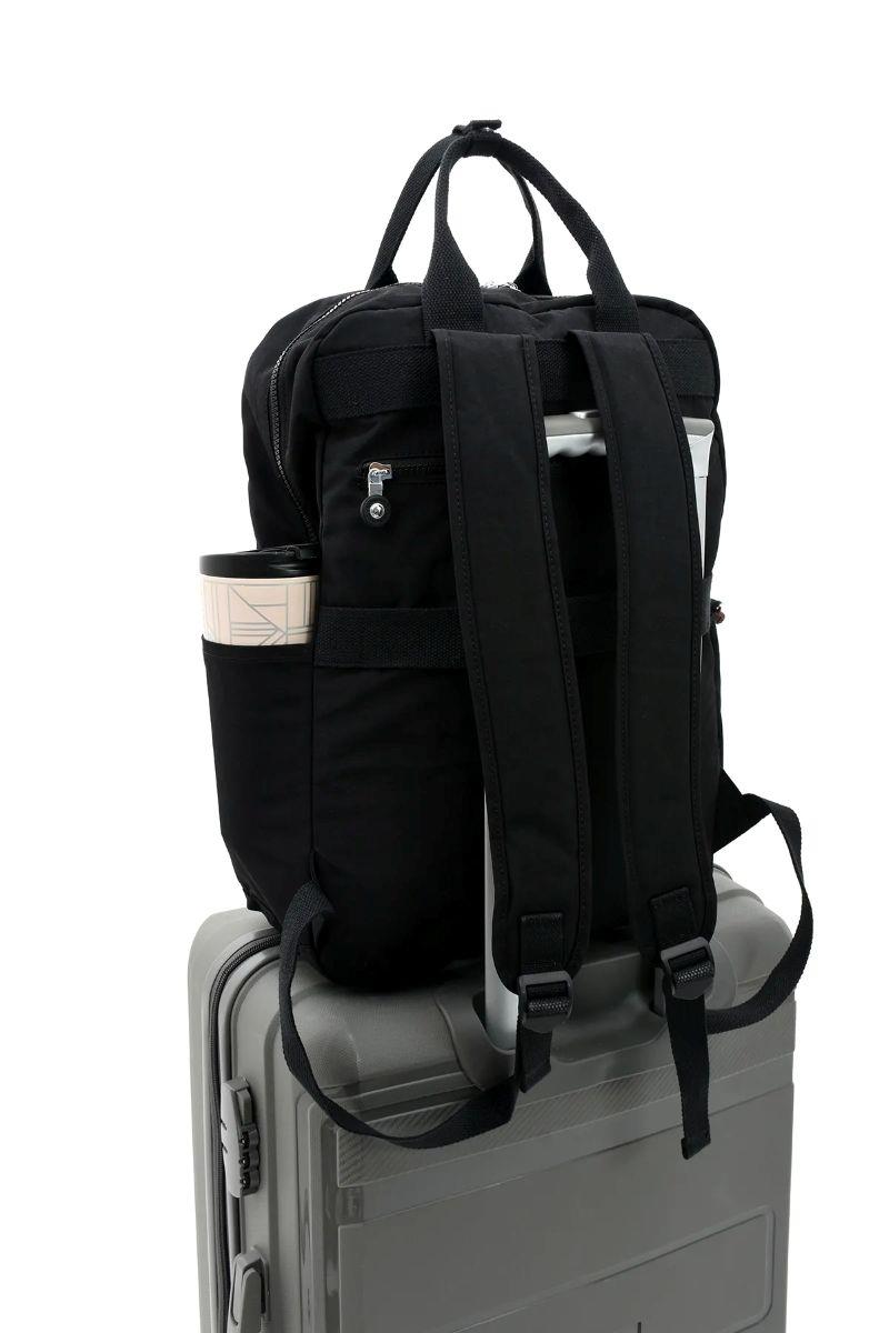 Sanmorris Unisex Suya Dayanıklı Krinkıl Kumaş Çok Gözlü Büyük Boy SİYAH Renkli Laptop Okul Ve Sırt Çantası — görsel 3