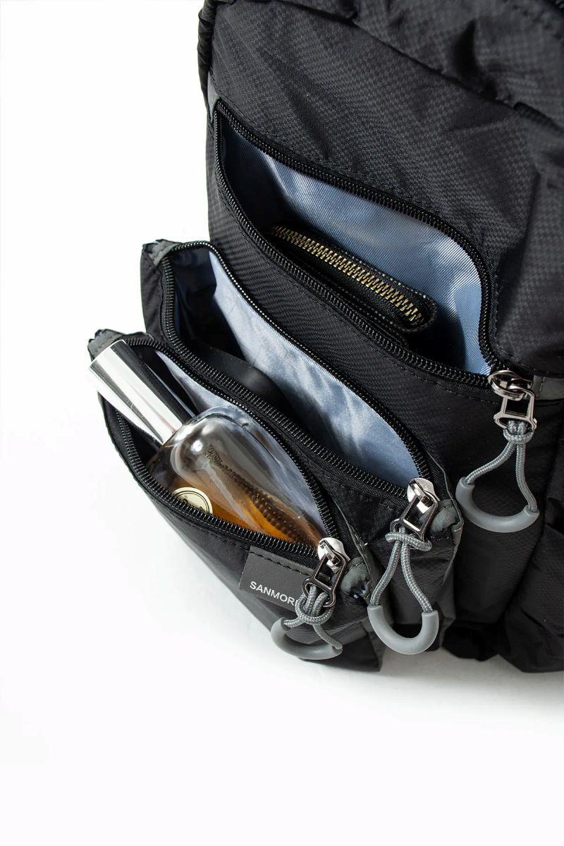 Sanmorris Unisex Suya Dayanıklı Paraşüt Kumaş 4 Bölmeli Laptop Bölmeli Seyahat Ve Okul Çantası KOYU GRİ Renk — görsel 4