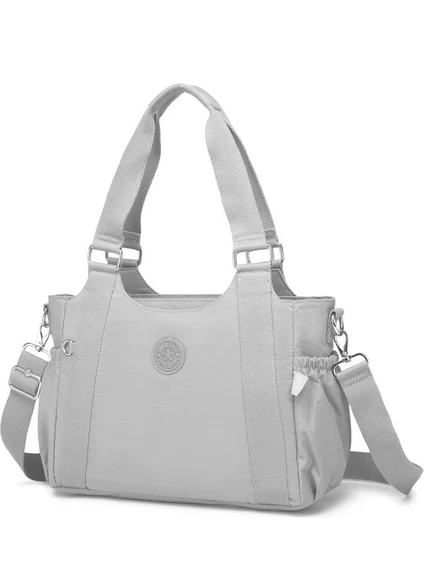Smart Bags Kadın Omuz Çantası Krinkıl Kumaş 1163 Açık Gri — görsel 2
