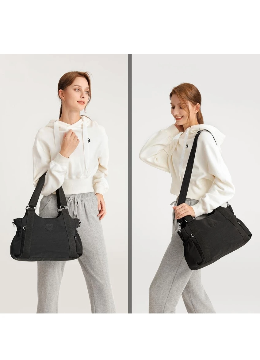 Smart Bags Kadın Omuz Çantası Krinkıl Kumaş 1163 Açık Gri — görsel 5