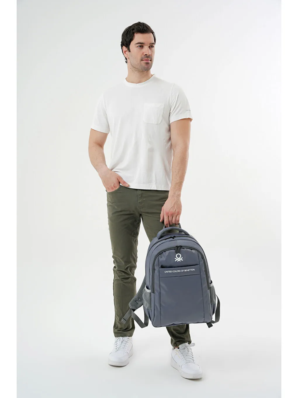 United Colors of Benetton Gri Unisex Okul Sırt Çantası - Ortaokul Lise — görsel 3
