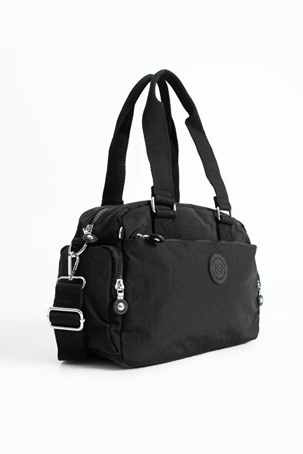 Sanmorris 3030 Unisex Krinkle Kumaş Omuz ve Çapraz Çanta SİYAH